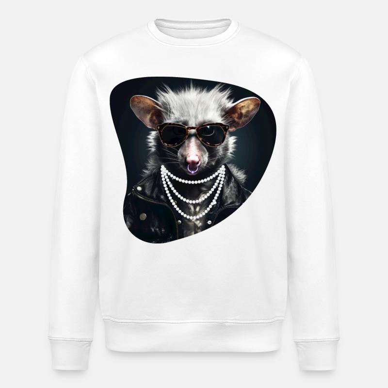 Opossum de roche dure - Sweat bio ROLLER Stanley/Stella Unisexe - blanc