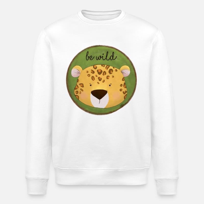 Be Wild – Leopard Design 🐆🌿 - Stanley/Stella Unisex Bio-Sweatshirt ROLLER - Weiß