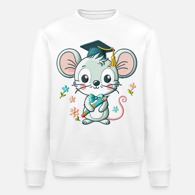 Souris Diplômée Astucieuse - Sweat bio ROLLER Stanley/Stella Unisexe - blanc