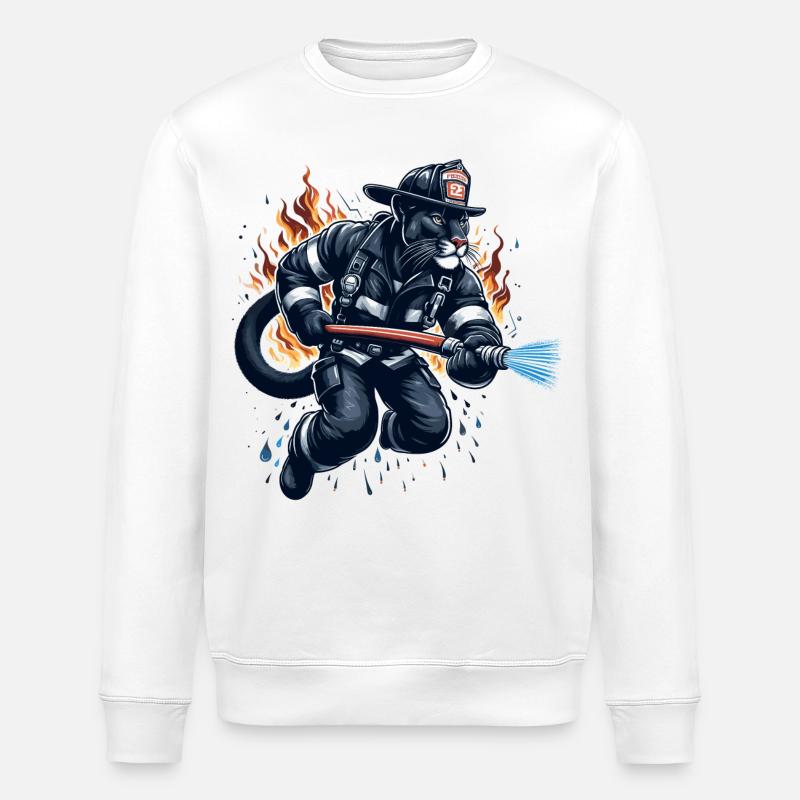 Pompier panthère Jaguar cadeau - Sweat bio ROLLER Stanley/Stella Unisexe - blanc