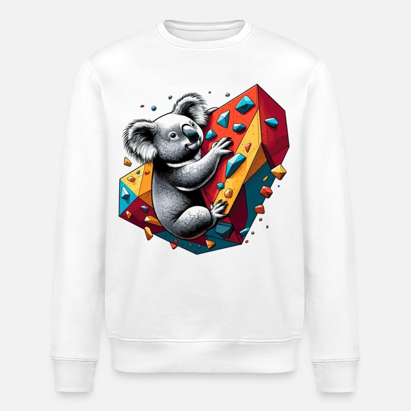 Bouldern Koala Geschenk - Stanley/Stella Unisex Bio-Sweatshirt ROLLER - Weiß
