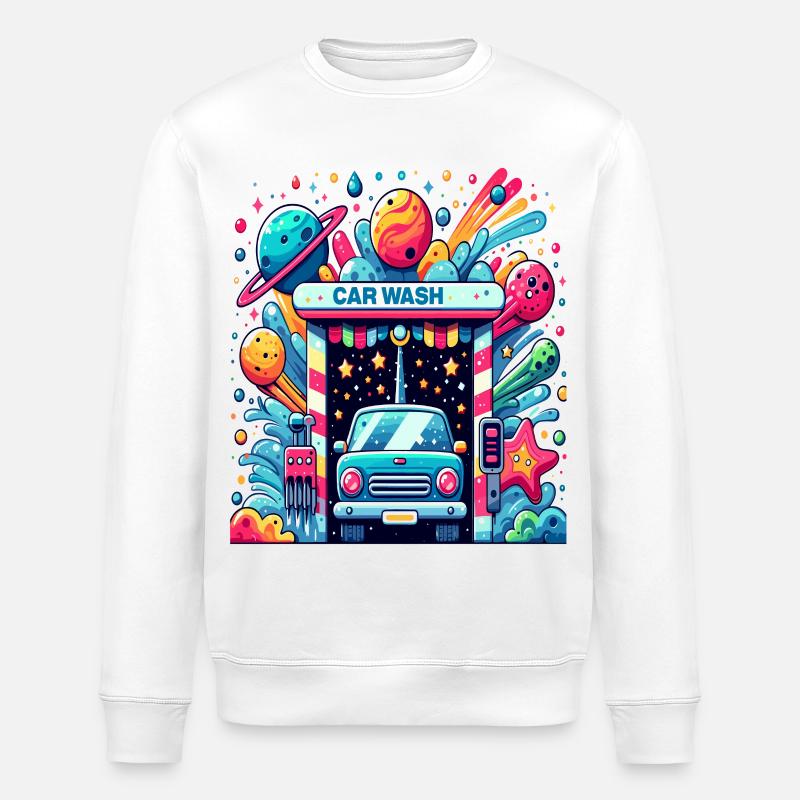 Style comique de lave-auto - Sweat bio ROLLER Stanley/Stella Unisexe - blanc