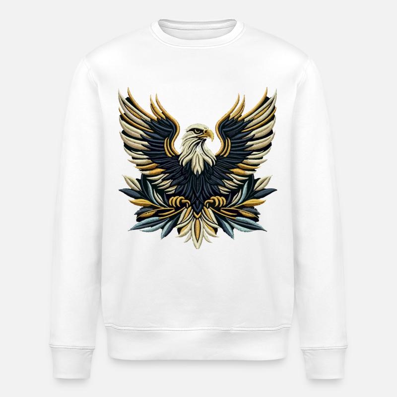 Regal Eagle Wings Embroidered Tee - Stanley/Stella ROLLER Unisex Organic Sweatshirt - white