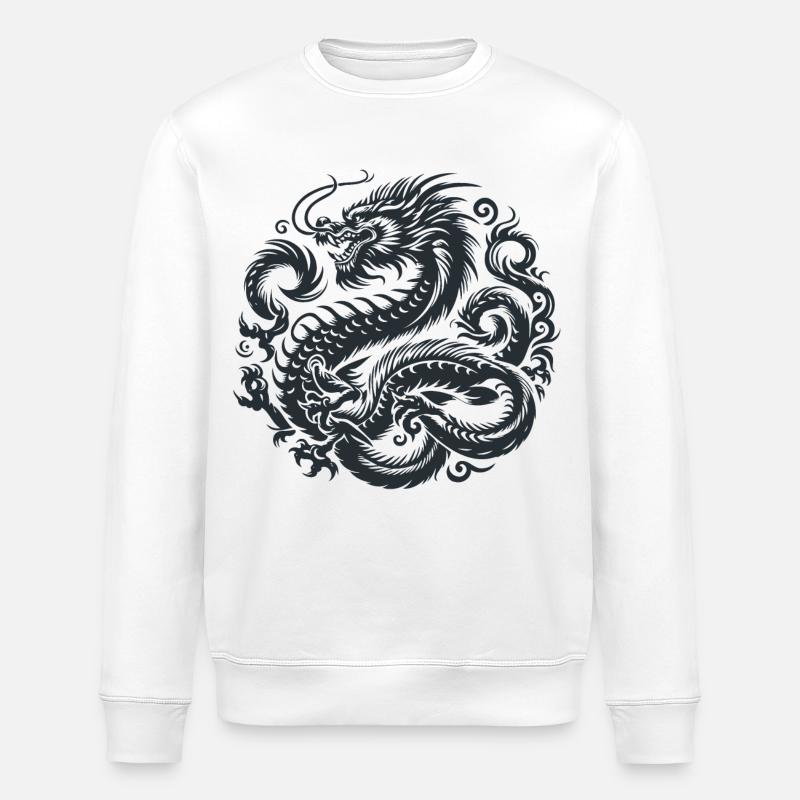 Chinesisches Drachen-Tattoo - Stanley/Stella Unisex Bio-Sweatshirt ROLLER - Weiß