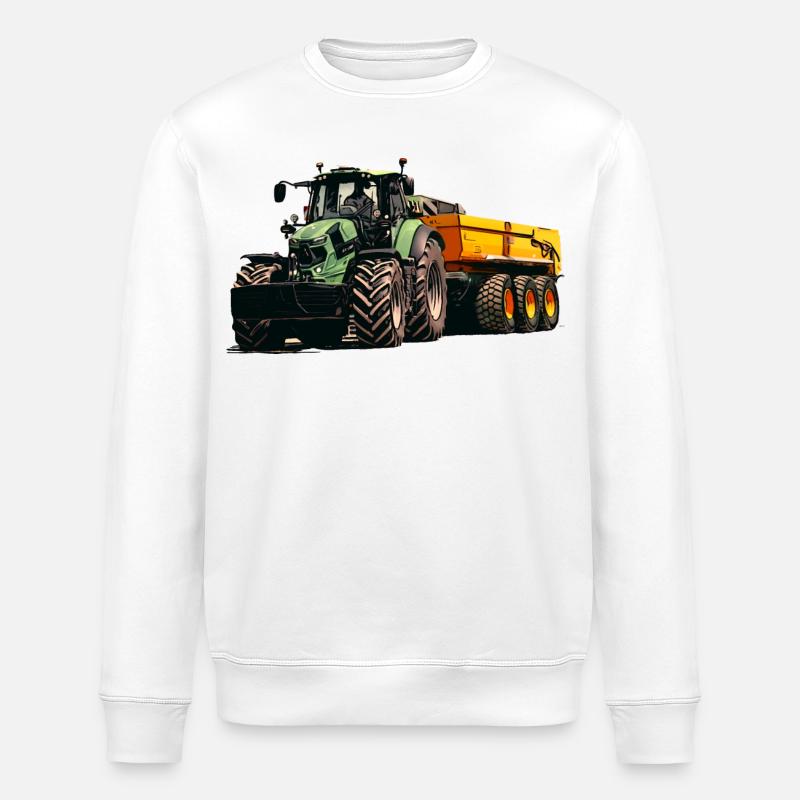 Deutz med tipvogn - Stanley/Stella økologisk unisex-sweatshirt ROLLER - hvid