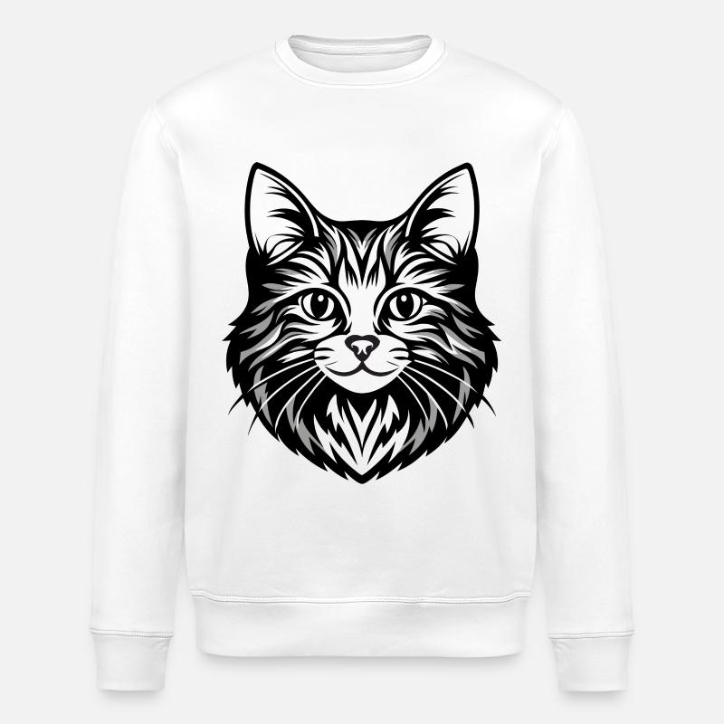 Komplizierte Katzengesicht Illustration - Stanley/Stella Unisex Bio-Sweatshirt ROLLER - Weiß