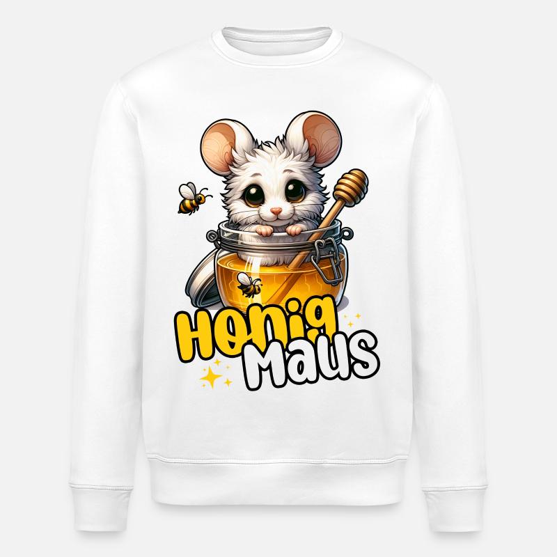 Honigmaus – Süße Maus im Honigglas - Stanley/Stella Unisex Bio-Sweatshirt ROLLER - Weiß