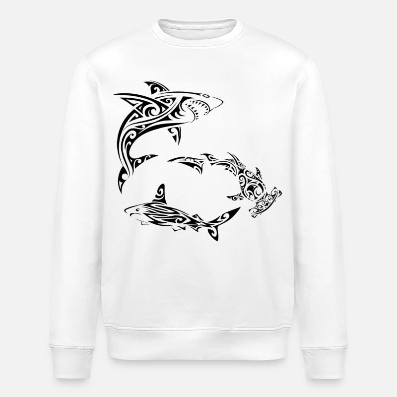 Requins polynésiens noirs - Sweat bio ROLLER Stanley/Stella Unisexe - blanc