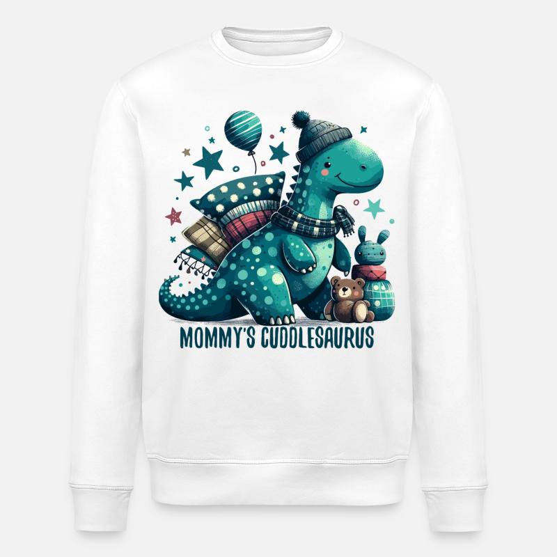 Mommy’s Cuddlesaurus Kuschel-Dinosaurier Geschenk - Stanley/Stella Unisex Bio-Sweatshirt ROLLER - Weiß