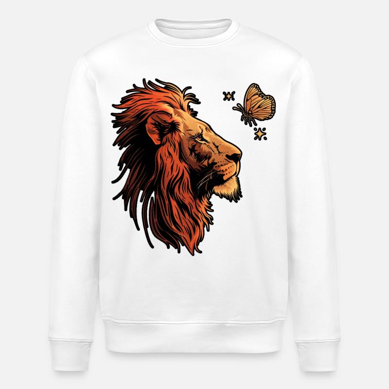 Lion avec papillon - Sweat bio ROLLER Stanley/Stella Unisexe - blanc