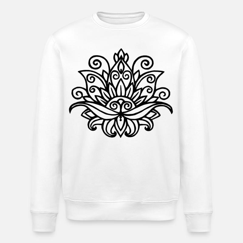 Schwarzes Lotus-Mandala - Stanley/Stella Unisex Bio-Sweatshirt ROLLER - Weiß