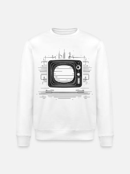 Retro TV Drawing - Stanley/Stella ROLLER Unisex Organic Sweatshirt - white