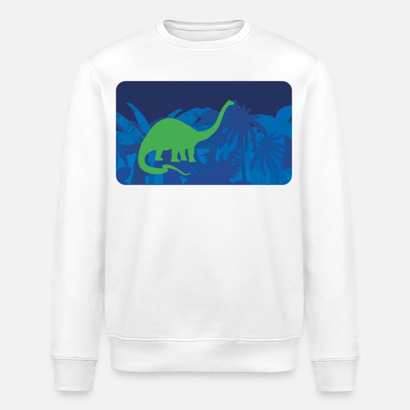 Urwald Dinos Langhals - blau - Stanley/Stella Unisex Bio-Sweatshirt ROLLER - Weiß