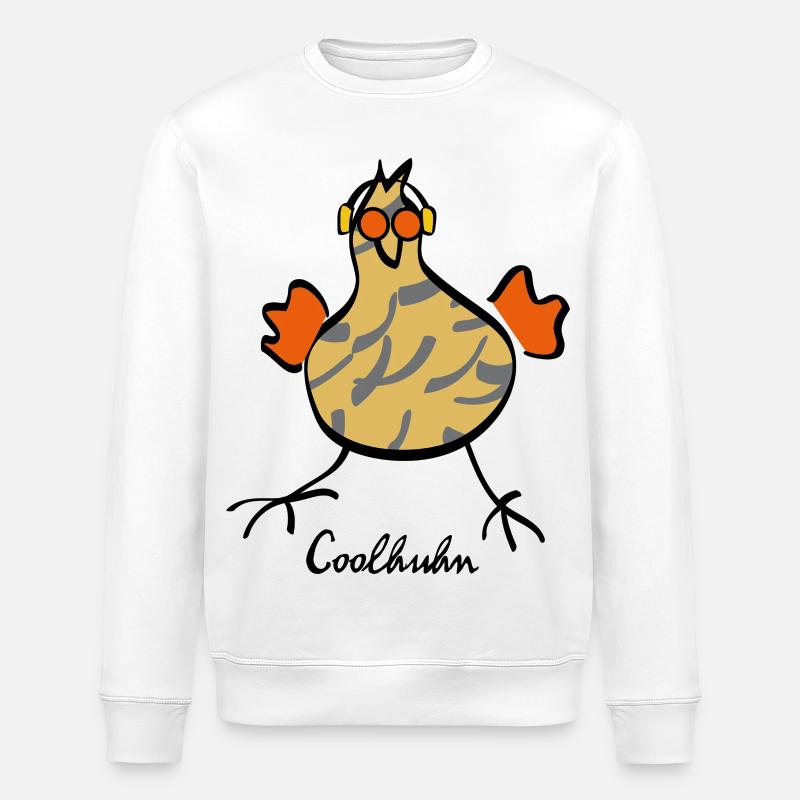 RIKELS Design: Das Cool-Huhn - Stanley/Stella Unisex Bio-Sweatshirt ROLLER - Weiß