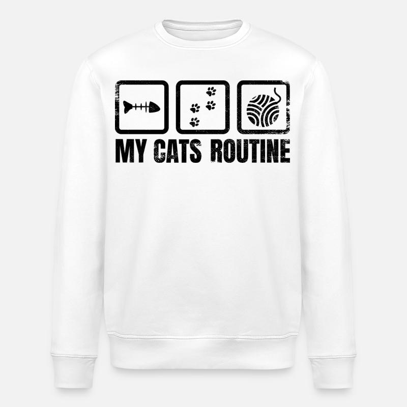 Cat Daily Routine - Stanley/Stella ROLLER Unisex Organic Sweatshirt - white