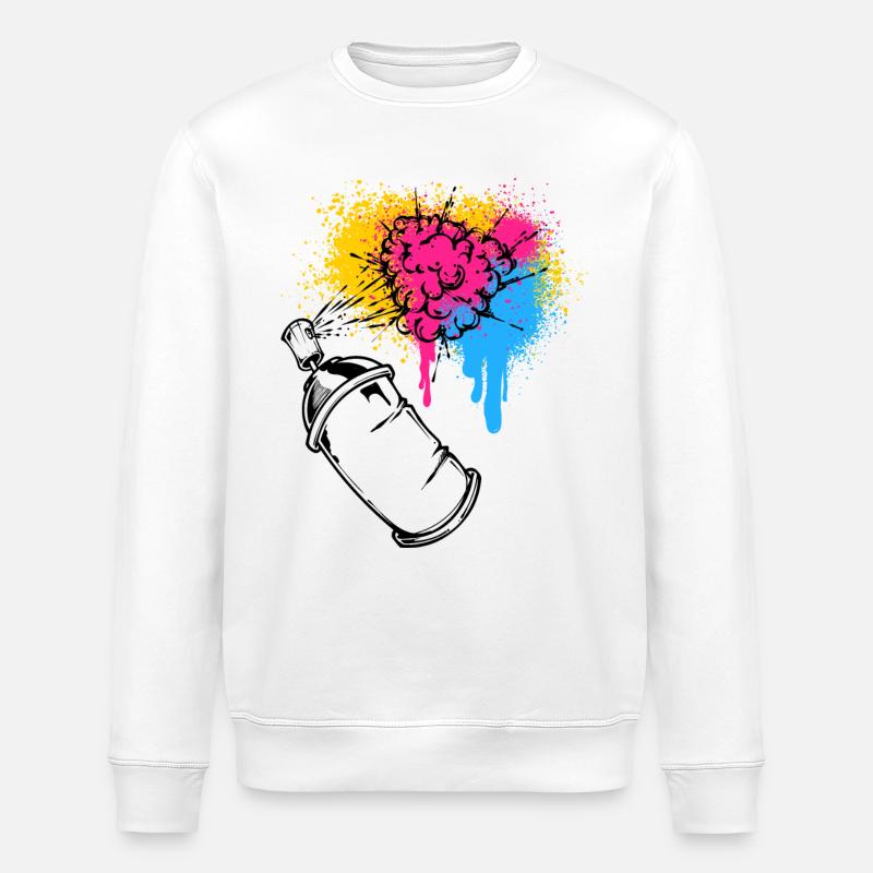 Graffiti Sprayer Spraydose Zeichnen Illustration - Stanley/Stella Unisex Bio-Sweatshirt ROLLER - Weiß
