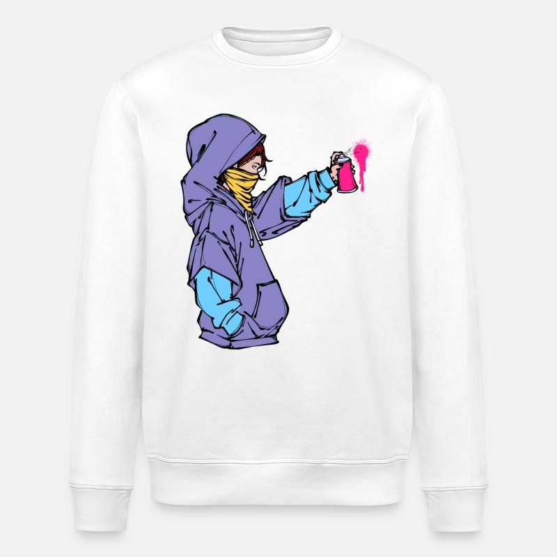 Graffiti Spraydose Kunst Strassenkunst Sprayer - Stanley/Stella Unisex Bio-Sweatshirt ROLLER - Weiß
