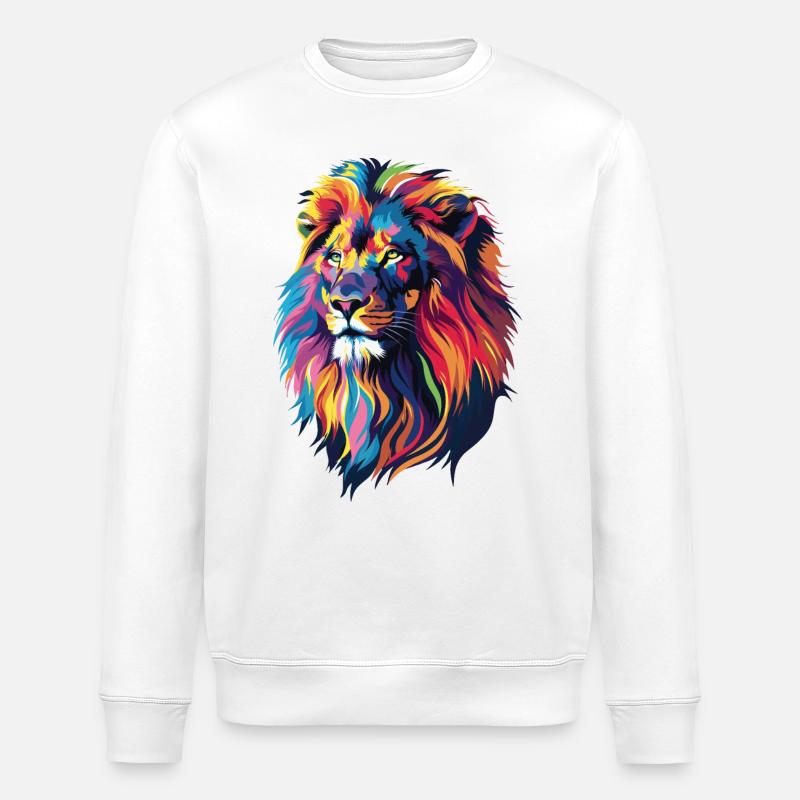 Bunte Löwen-Illustration - Stanley/Stella Unisex Bio-Sweatshirt ROLLER - Weiß