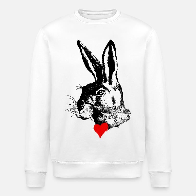 Stilvolles Hasen-Design – Osterhase Feldhase - Stanley/Stella Unisex Bio-Sweatshirt ROLLER - Weiß