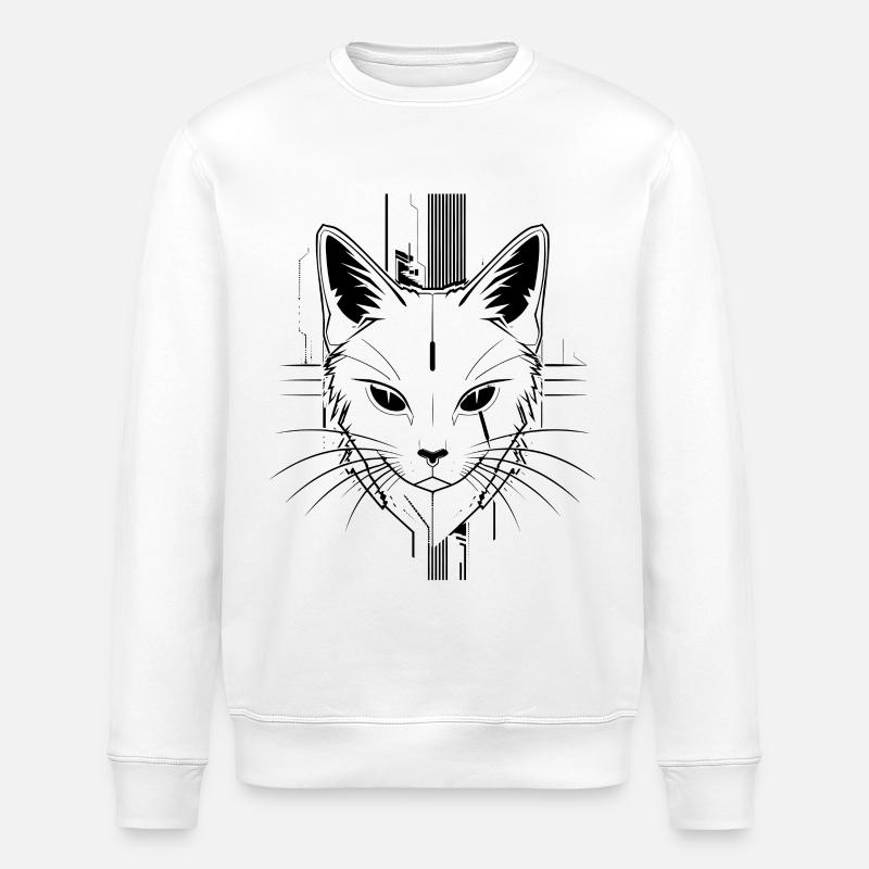 Chat au look steampunk - Sweat bio ROLLER Stanley/Stella Unisexe - blanc
