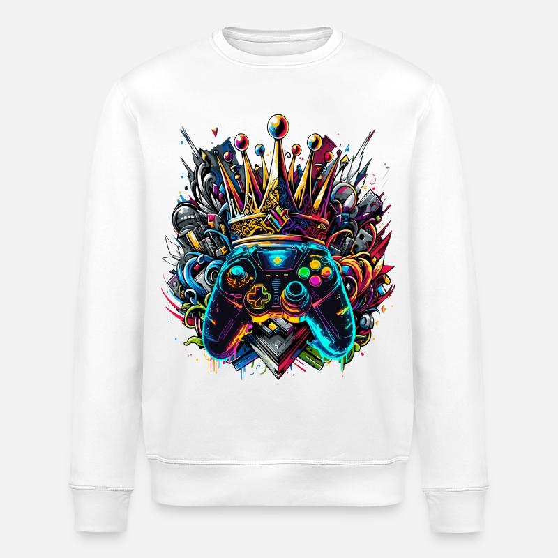 Manette de jeu Royal Graffiti - Sweat bio ROLLER Stanley/Stella Unisexe - blanc