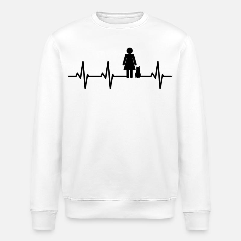 Katzenmutter Herzlinie - Stanley/Stella Unisex Bio-Sweatshirt ROLLER - Weiß
