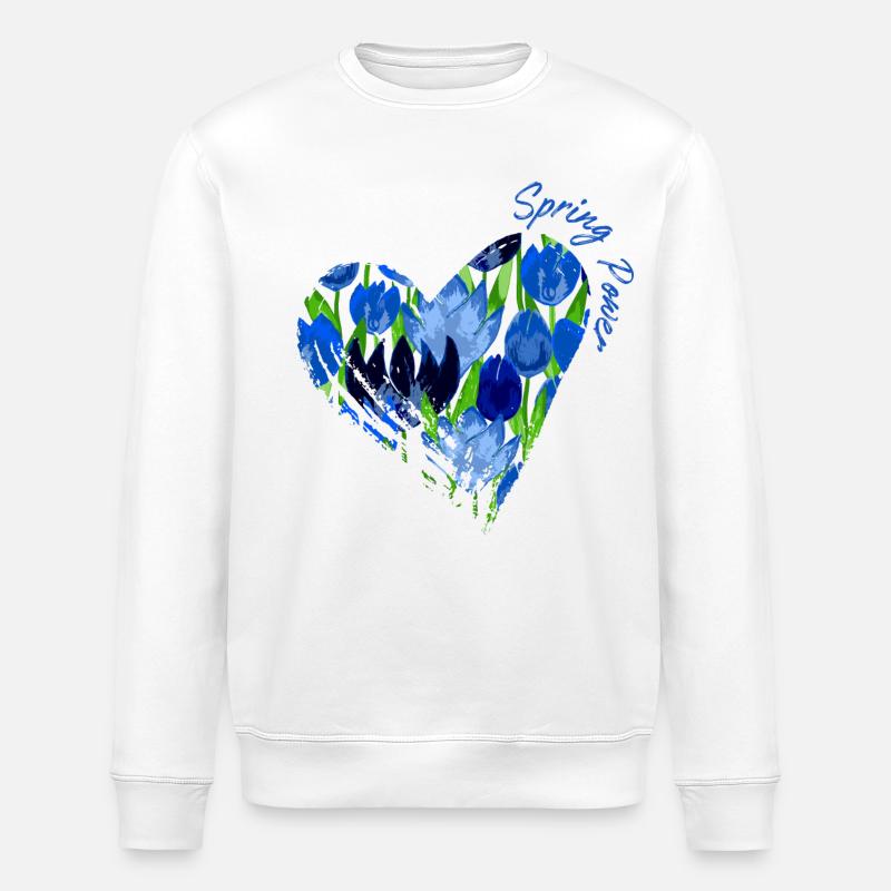 Blue Tulip Heart: Spring Power - Stanley/Stella Unisex Bio-Sweatshirt ROLLER - Weiß