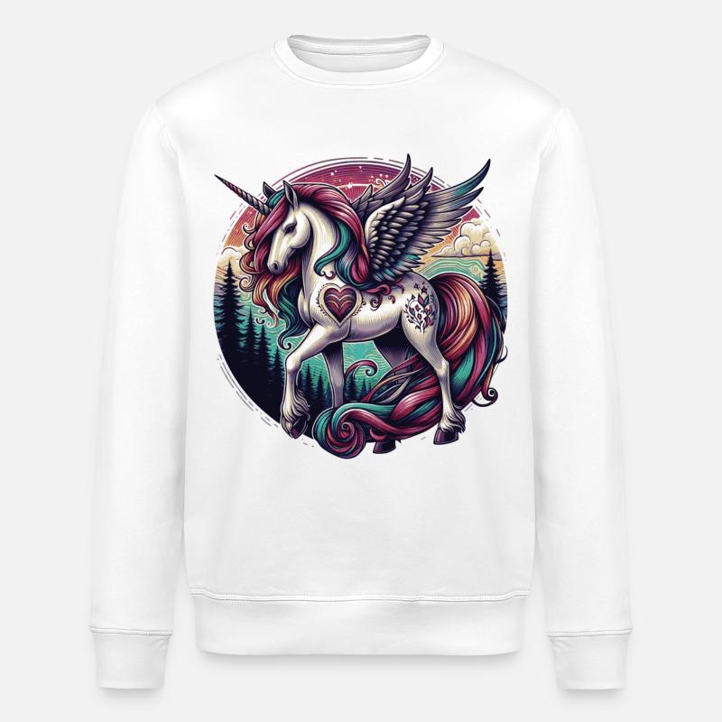 einhorn einhörner - Stanley/Stella Unisex Bio-Sweatshirt ROLLER - Weiß
