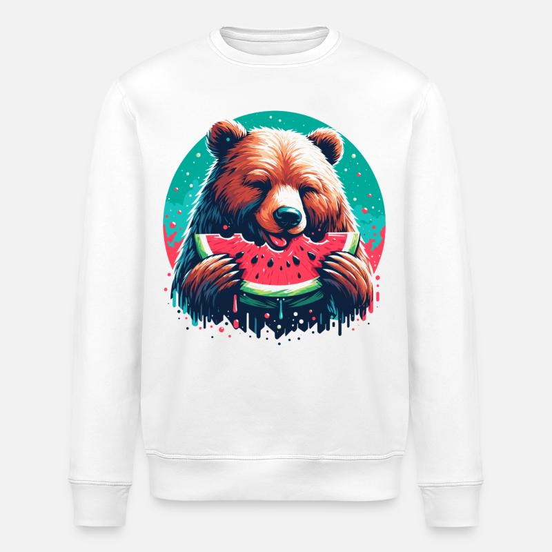 Pastèque ours cadeau délicieux - Sweat bio ROLLER Stanley/Stella Unisexe - blanc