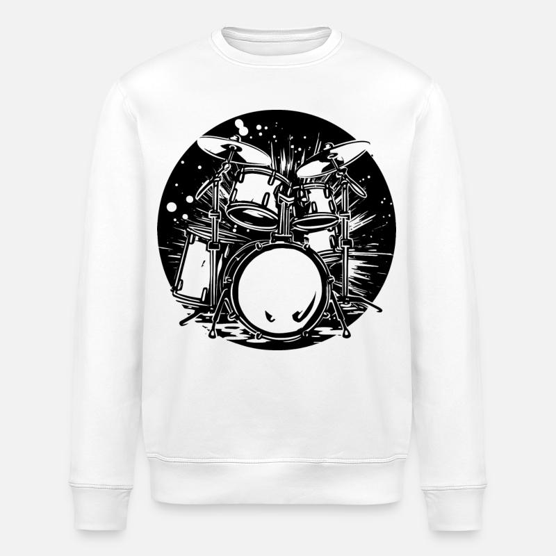 Schlagzeug Grafik - Stanley/Stella Unisex Bio-Sweatshirt ROLLER - Weiß