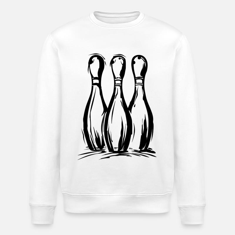 Bowling Pins Zeichnung - Stanley/Stella Unisex Bio-Sweatshirt ROLLER - Weiß