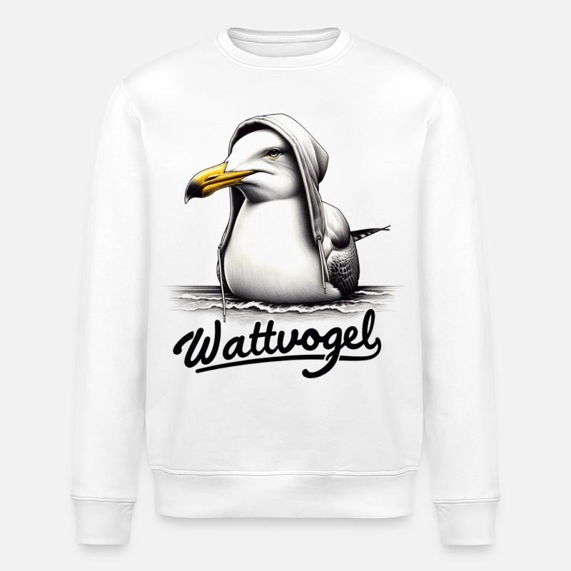 Wattvogel Coole Möwe mit Kapuze - Stanley/Stella Unisex Bio-Sweatshirt ROLLER - Weiß