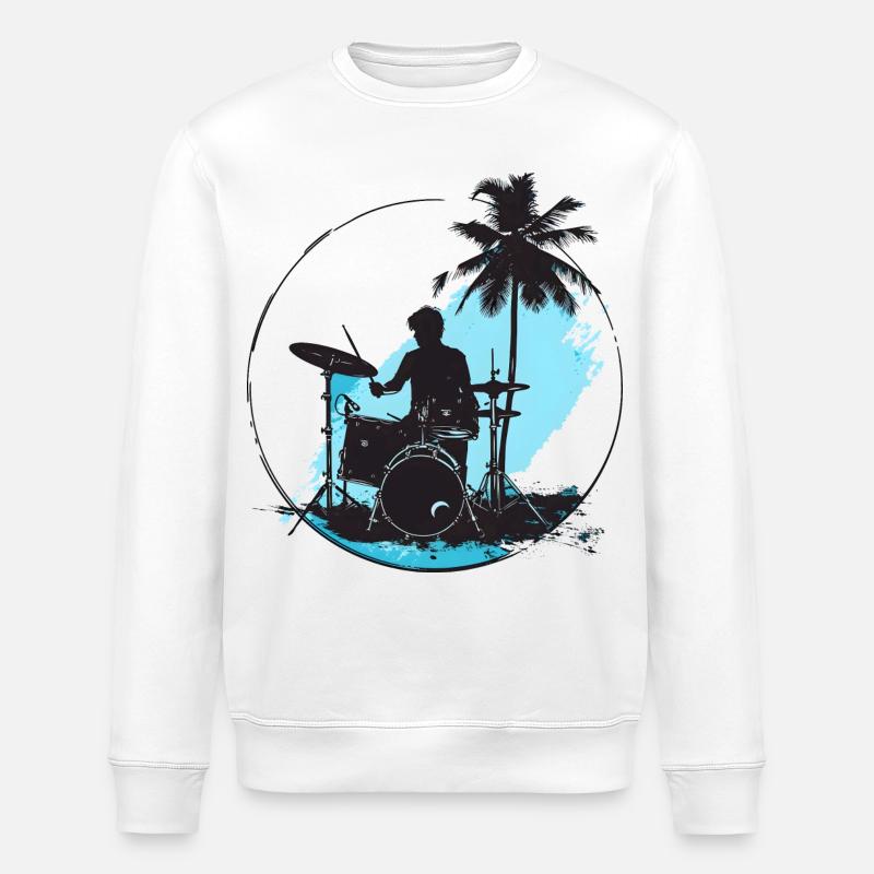 Dessin de batteur - Sweat bio ROLLER Stanley/Stella Unisexe - blanc