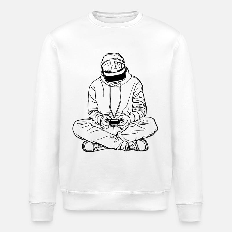 Dessin au trait du joueur - Sweat bio ROLLER Stanley/Stella Unisexe - blanc