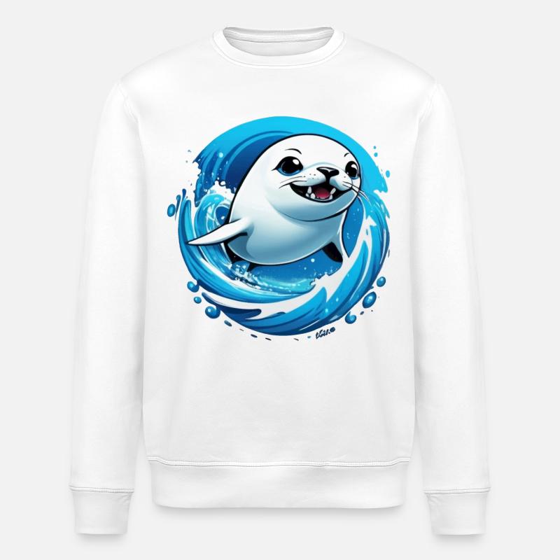 Robbe Robben Meer - Stanley/Stella Unisex Bio-Sweatshirt ROLLER - Weiß
