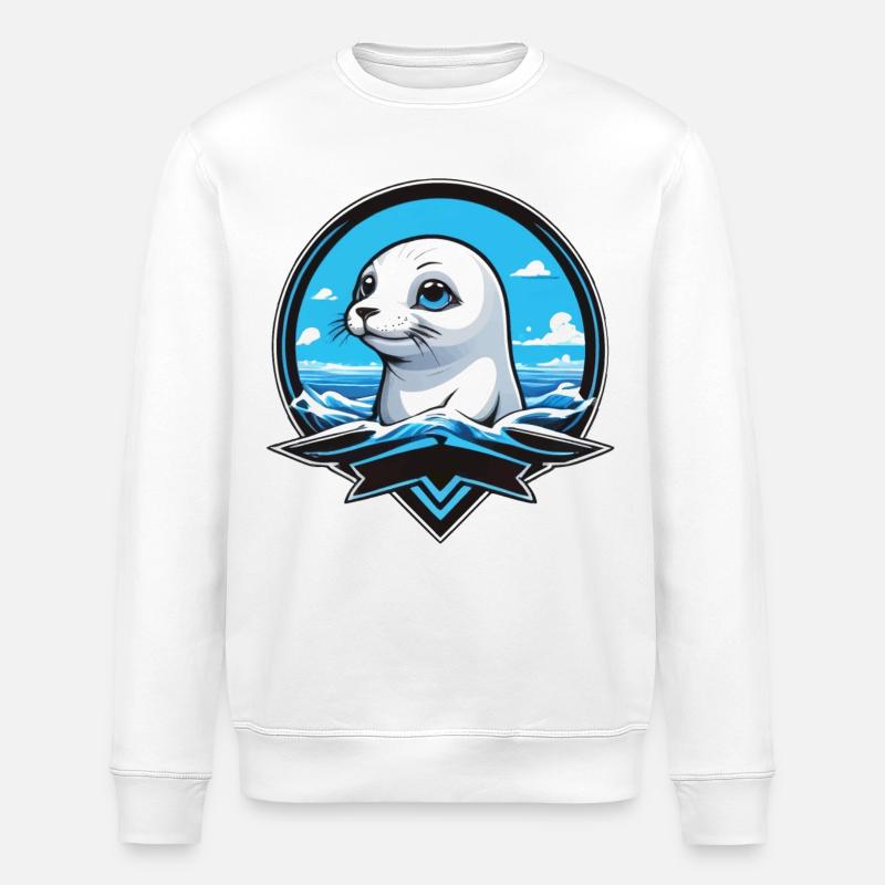 Kleine Robbe Robben Meer - Stanley/Stella Unisex Bio-Sweatshirt ROLLER - Weiß