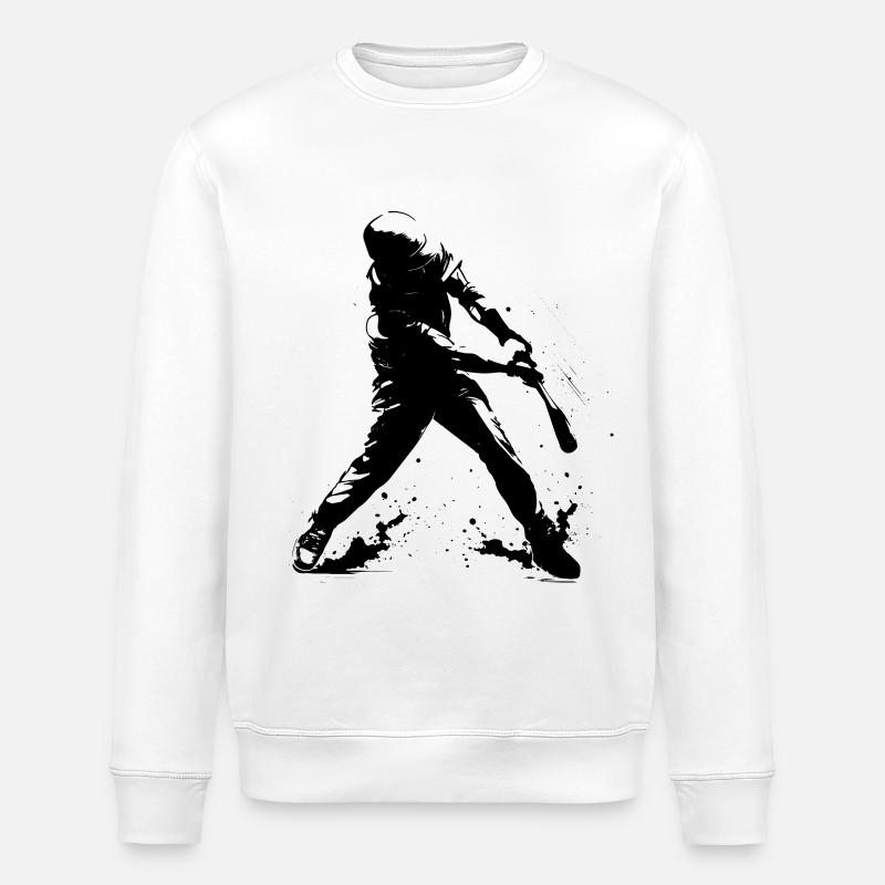 Lustiger Baseballspieler - Stanley/Stella Unisex Bio-Sweatshirt ROLLER - Weiß