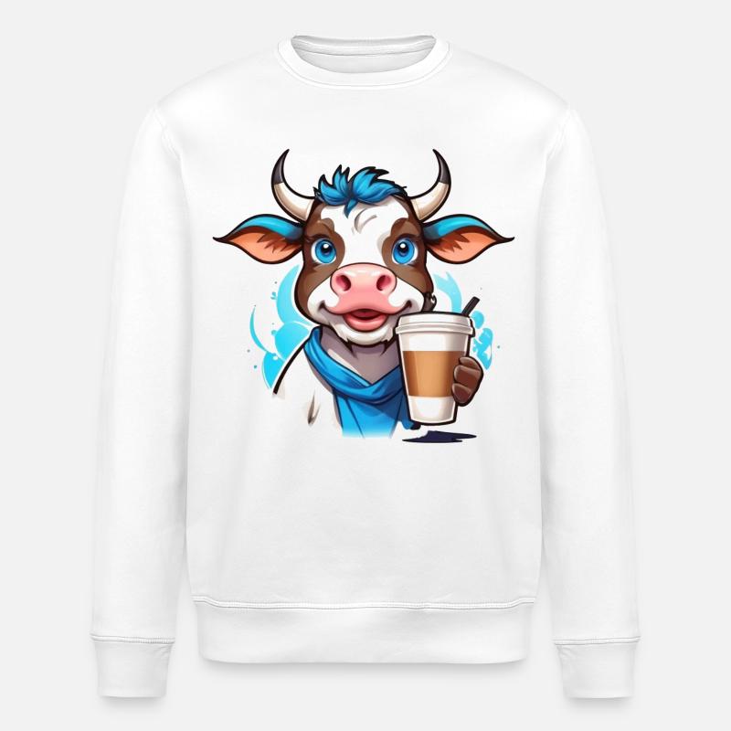 Vache à café - Sweat bio ROLLER Stanley/Stella Unisexe - blanc