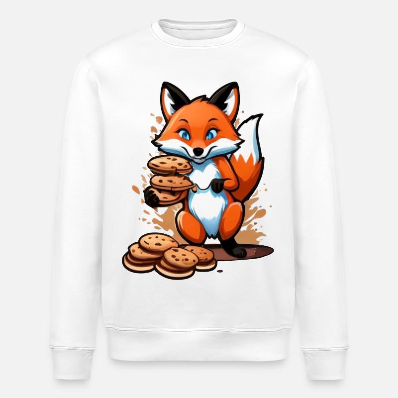 Fox & Cookie Delight - Stanley/Stella Unisex Bio-Sweatshirt ROLLER - Weiß