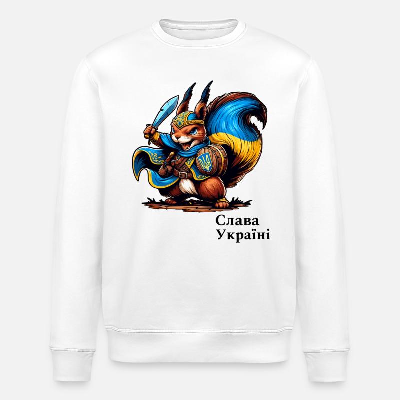 Cooles Ukraine Kämpfer Eichhörnchen - Stanley/Stella Unisex Bio-Sweatshirt ROLLER - Weiß