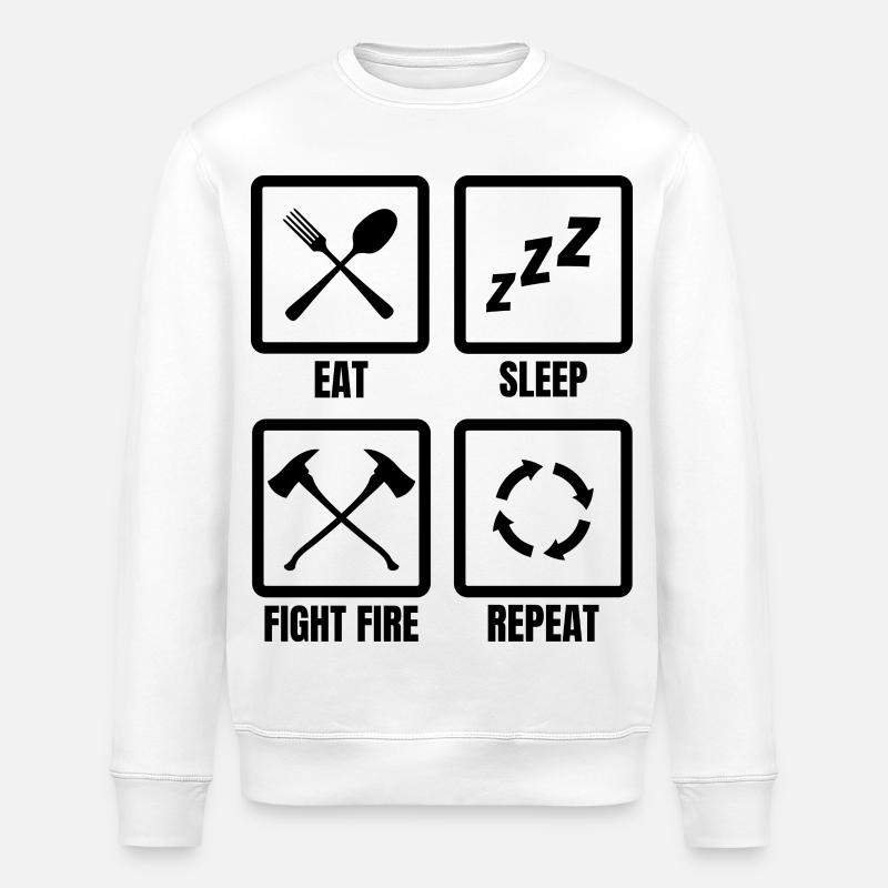 Firefighter Daily Routine - Stanley/Stella ROLLER Unisex Organic Sweatshirt - white