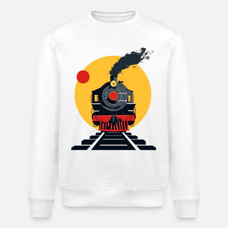 Eisenbahn Zeichnung - Stanley/Stella Unisex Bio-Sweatshirt ROLLER - Weiß