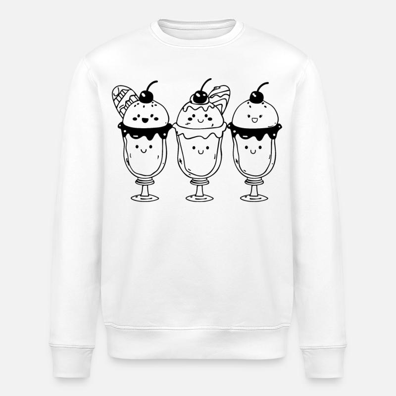 Cartoon Eisbecher - Stanley/Stella Unisex Bio-Sweatshirt ROLLER - Weiß