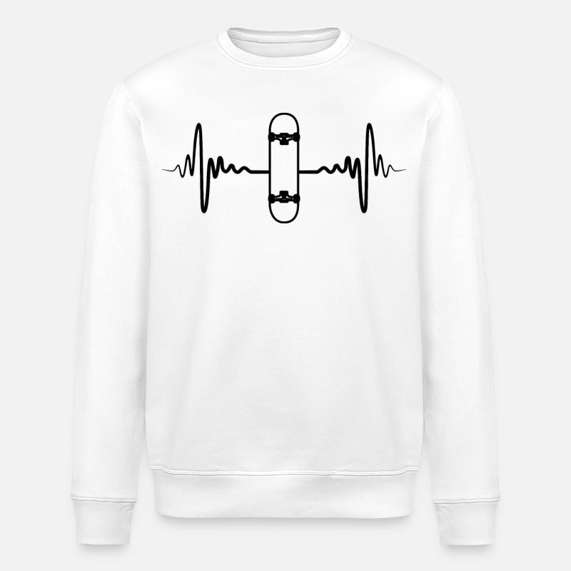 Skateboard Pulsschlag - Stanley/Stella Unisex Bio-Sweatshirt ROLLER - Weiß