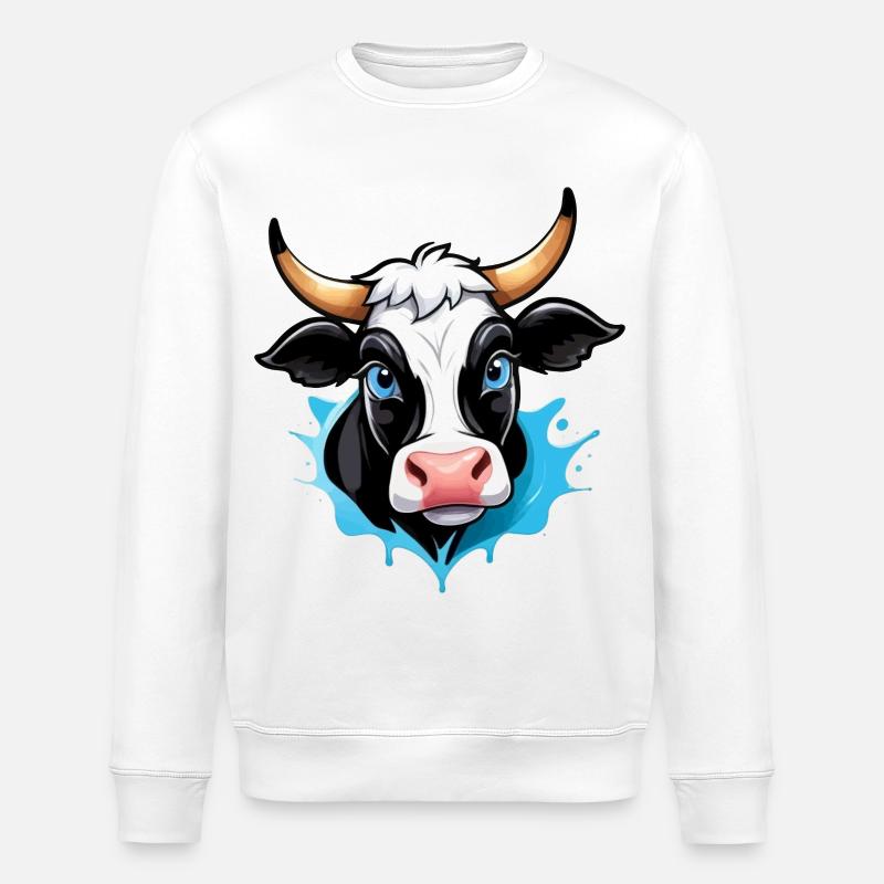 Kuh im Comic-Style - Stanley/Stella Unisex Bio-Sweatshirt ROLLER - Weiß