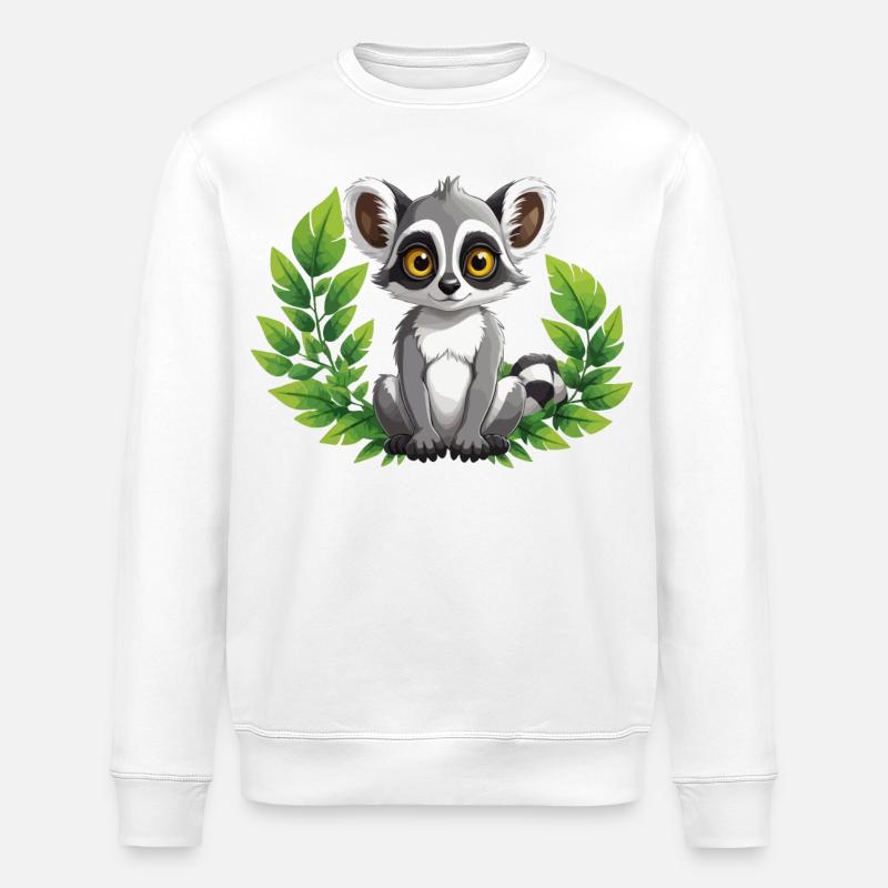 Lemur im Grünen - Stanley/Stella Unisex Bio-Sweatshirt ROLLER - Weiß
