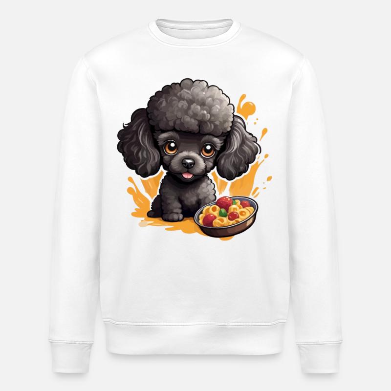 Schwarzer Pudel mit lecker Essen - Stanley/Stella Unisex Bio-Sweatshirt ROLLER - Weiß