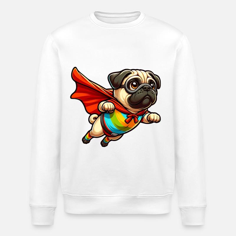 Superhelden-Mops - Stanley/Stella Unisex Bio-Sweatshirt ROLLER - Weiß