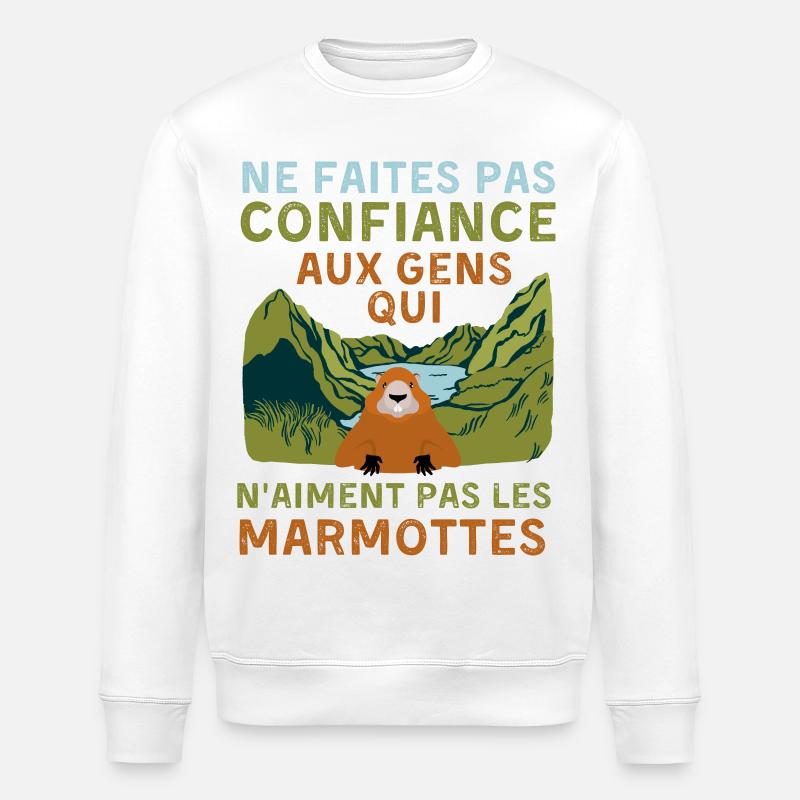 Marmottes - Sweat bio ROLLER Stanley/Stella Unisexe - blanc