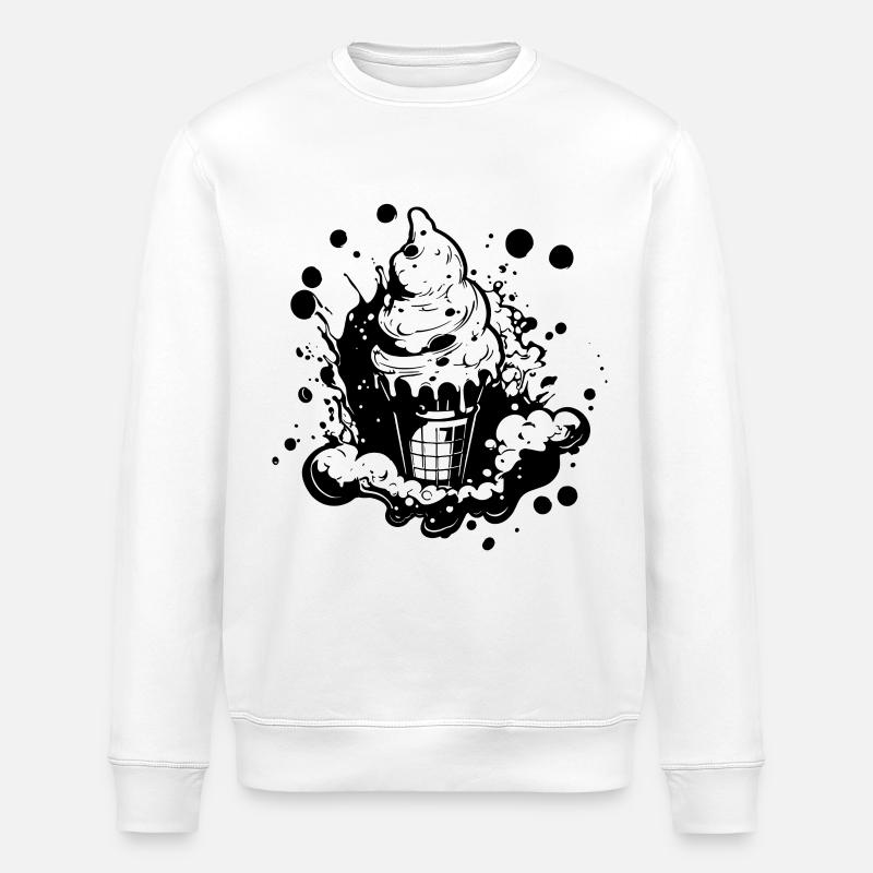 Ice cream cone Drawing - Stanley/Stella ROLLER Unisex Organic Sweatshirt - white
